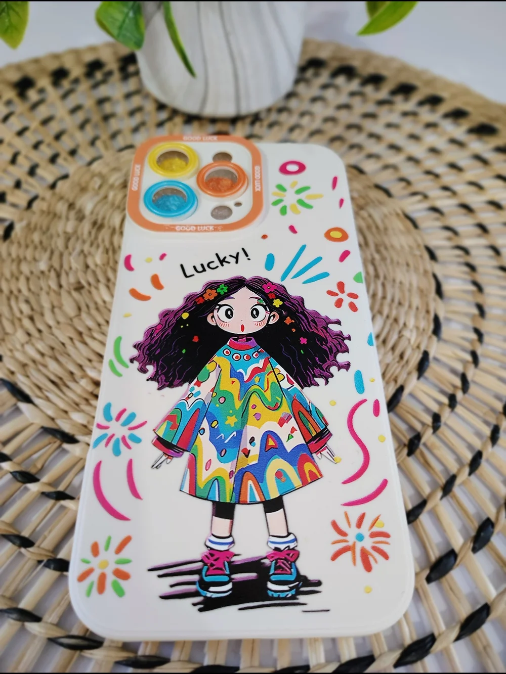 Girl Lucky Rainbow Cartoon Iphone 16 PRO MAX Case - Multicolor